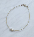 Gold Dainty 2 Pearls 6.5in