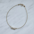 Gold Dainty 3 Pearls 6.5in