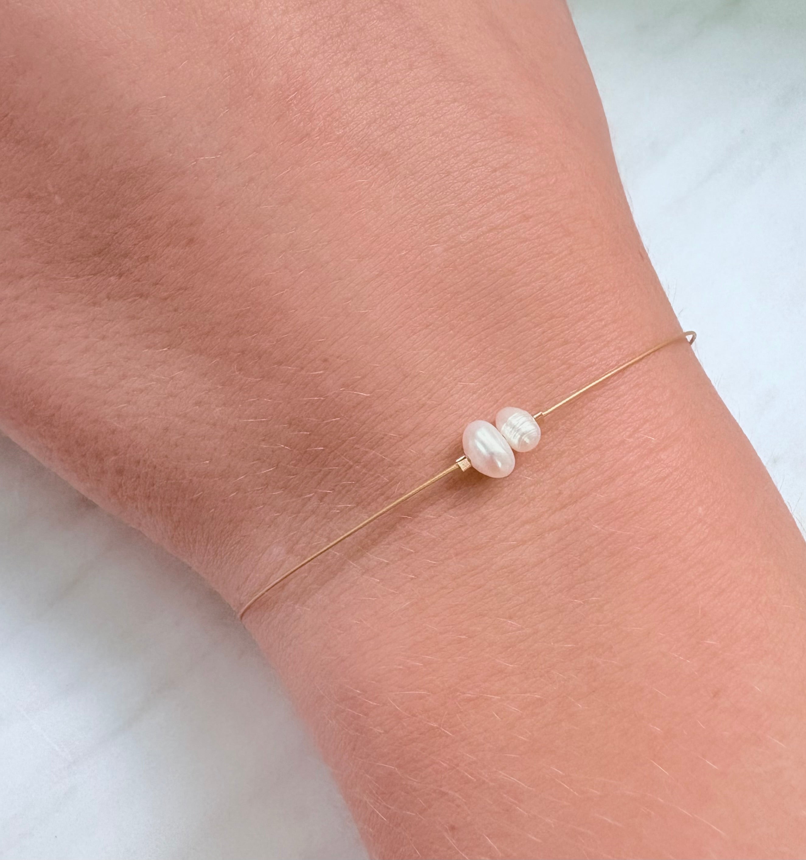 Gold Dainty 2 Pearls 6.5in