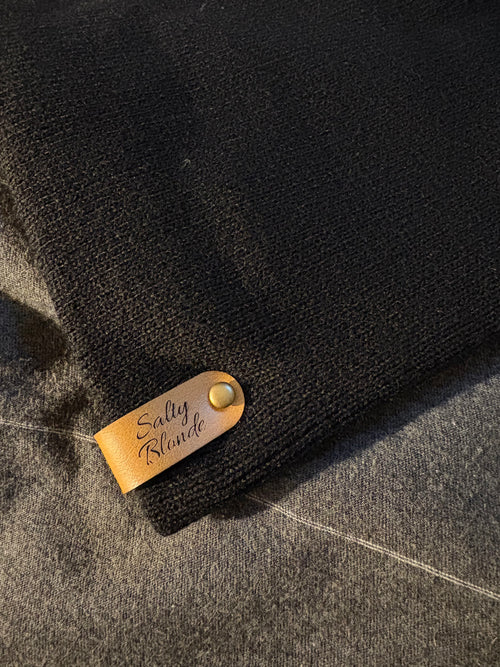 Black Beanie with Wave Tag