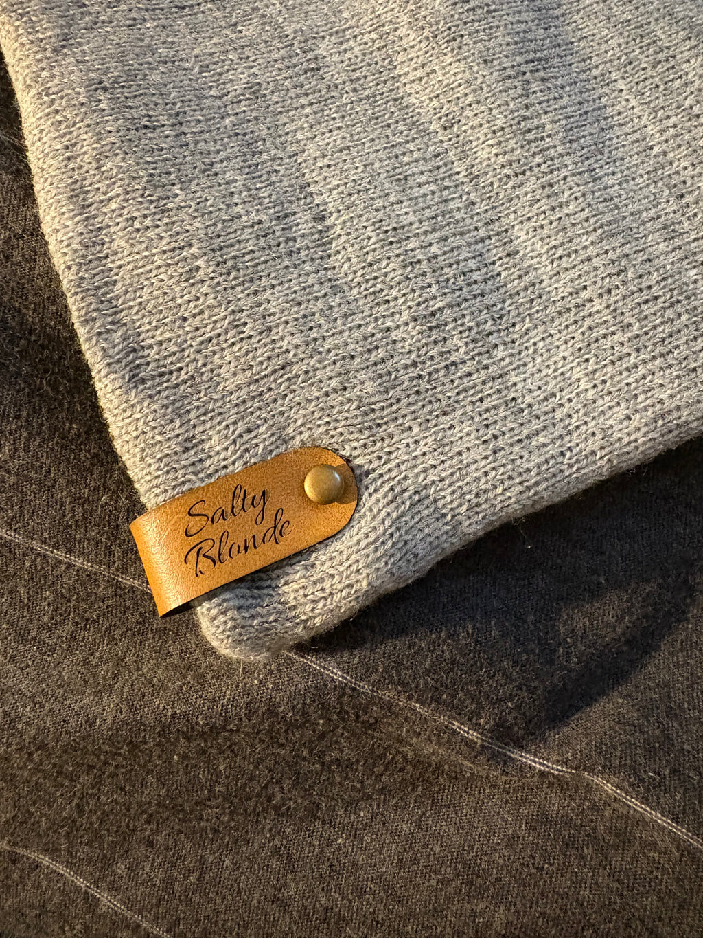 Grey Beanie with Wave Tag